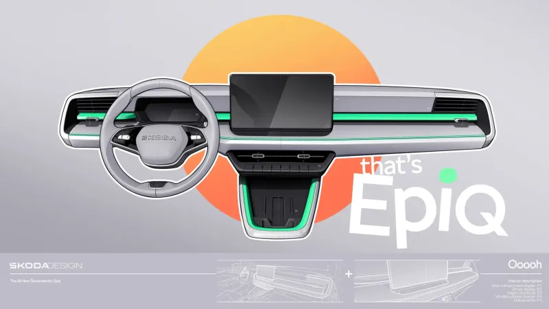 Škoda Epiq, primo teaser degli interni: debutta il design Modern Solid per l’Urban Crossover elettrico